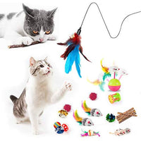 MIBOTE 24 piezas de juguetes para gatos, juguetes de gato, surtidos, túnel de 2 vías, pescado, molinillo de plumas interactivo, ratón esponjoso, jaula de ratones, bolas de arcoíris arrugadas campanas juguetes para cachorro gatito, Básico - BESTMASCOTA.COM