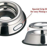 Plato de acero inoxidable Indipets a prueba de derrames, libre de salpicaduras sin punta anti resbalón con mango fácil de recoger - BESTMASCOTA.COM