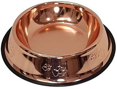 Melzon Petsentials Non-Skid Stylish Food Bowl for Your Pet, Premium Grade Stainless Steel - Elegant Bronze - BESTMASCOTA.COM