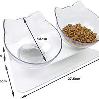 Cuenco elevado para gatos y perros pequeños, cuenco doble con cara de gato - BESTMASCOTA.COM