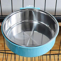 RUBYHOME Comedero para perros, cuenco de agua para mascotas, cuenco de plástico 2 en 1 y cuenco de acero inoxidable, cuenco extraíble para colgar gatos, conejos, pájaros, comida, cuenco perfecto para cajas y jaulas - BESTMASCOTA.COM