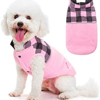 Chaleco polar para perro de SCIROKKO, chaleco de invierno con lado impermeable – Ropa reversible para mascotas para clima frío – chamarra a cuadros para cachorros y gatos - BESTMASCOTA.COM