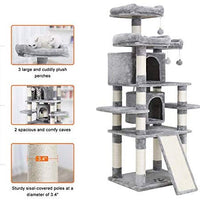 FEANDREA - Árbol de gato de varios niveles con ranura para rascador de sisal, postes de rascado, perchas de felpa y condo, centro de actividades para gatos y torre – para gatitos, gatos y mascotas - BESTMASCOTA.COM