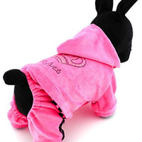 SMALLLEE_Lucky_STOE Pet Clothes Small Dog Cat Velvet Crown Jumpsuit Coat Hooide Pajamas Tracksuit - BESTMASCOTA.COM