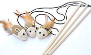 Gato gatito Juguetes, Conjunto de 3 de madera natural de Sisal Varita bromistas con mouse, Bell, pluma, elástico cadena, y resistente Rod, Awesome Soluciones de divertido, mejor Cat Catcher ratones para mascotas by Earthtone interactivo - BESTMASCOTA.COM