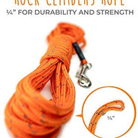 Mighty Paw Check Cord | Light Weight 30 Foot Dog Training Leash. Durable, Weather Resistant Climbers’ Rope with Reflective Stitching. Perfect for Training, Swimming, Hunting, Camping. (Orange) - BESTMASCOTA.COM