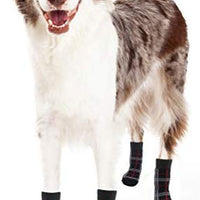 JIATECCO Calcetines antideslizantes para perro, protección ajustable a cuadros para cachorros de tracción en el suelo de madera dura - BESTMASCOTA.COM