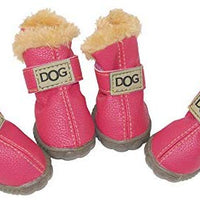 Botas antideslizantes para perros, envío desde Estados Unidos, zapatos calientes para el invierno, antideslizantes, protectores de patas, set de 4 piezas con un anillo de pelo - BESTMASCOTA.COM