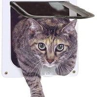 Hongyun - Solapa para puerta de gato, 4 vías, con bloqueo, impermeable, para puerta de gatos, perros pequeños, segura, fácil de instalar, exterior fácil - BESTMASCOTA.COM