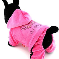 SMALLLEE_Lucky_STOE Pet Clothes Small Dog Cat Velvet Crown Jumpsuit Coat Hooide Pajamas Tracksuit - BESTMASCOTA.COM