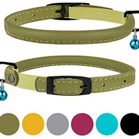 Bronzedog - Collar de piel para gato, con cascabel, color negro, azul, rosa, verde, amarillo y gris - BESTMASCOTA.COM