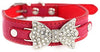 aolove Moda Rhinestones Diamante mariposa lazo corbata ajustable Piel Sintética mascota collares para perros gatos cachorro - BESTMASCOTA.COM