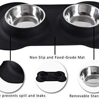 Hubulk - Cuencos para perros, 2 cuencos de acero inoxidable con alfombrilla de silicona antideslizante antiderrames + cuencos de agua y alimentos para alimentar perros pequeños, medianos, grandes, gatos, cachorros - BESTMASCOTA.COM
