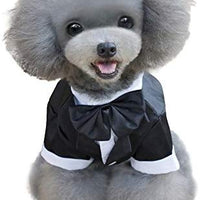 Kuoser - Camisa para perro, para cachorro o mascota, con corbata negra, ideal para bodas - BESTMASCOTA.COM