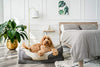 Cama ortopédica gris para perros BarksBar Snuggly Sleeper con espuma ortopédica estriada, cojín con borde acolchado de almohadón extra cómodo y base antideslizante - BESTMASCOTA.COM