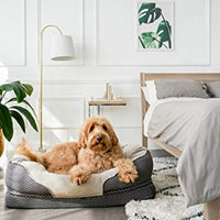 Cama ortopédica gris para perros BarksBar Snuggly Sleeper con espuma ortopédica estriada, cojín con borde acolchado de almohadón extra cómodo y base antideslizante - BESTMASCOTA.COM