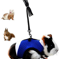 PERSUPER - Soft Mesh Small Pet Harness with Bell, No Pull Comfort Padded Vest Durable Nylon，Guinea Pig Harness and Leash Set， All Season for Bunny, Ferret， Rats, Iguana, Hamster, Bearded Dragon - BESTMASCOTA.COM