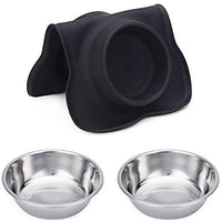 Hubulk - Cuencos para perros, 2 cuencos de acero inoxidable con alfombrilla de silicona antideslizante antiderrames + cuencos de agua y alimentos para alimentar perros pequeños, medianos, grandes, gatos, cachorros - BESTMASCOTA.COM