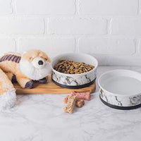 Bone Dry DII - Cuenco redondo de cerámica para comida y agua con borde de silicona antideslizante para perros y gatos - BESTMASCOTA.COM