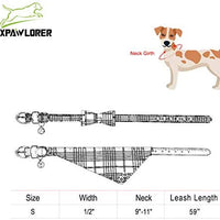 EXPAWLORER Juego de collar y correa para perro, clásico, a cuadros, ajustable, bandana y collares con campana para cachorros y gatos, 3 unidades - BESTMASCOTA.COM