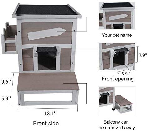Rockever - Refugio para gatos al aire libre con puerta de escape,  resistente a la lluvia, casa para gatitos