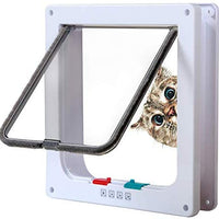 Rikounan Puerta de gato con 4 vías de bloqueo, puertas silenciosas para gatos, puertas grandes para interior y exterior, fácil instalación, puerta de solapa premium para gatos y perros pequeños - BESTMASCOTA.COM