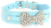 aolove Moda Rhinestones Diamante mariposa lazo corbata ajustable Piel Sintética mascota collares para perros gatos cachorro - BESTMASCOTA.COM