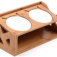 Petsoigné - Mesa de comedor para mascotas con soporte elevado de madera para mascotas, cuencos elevados con soporte oblicuo para comer más cómodamente para gatos, perros, gatitos y cachorros - BESTMASCOTA.COM