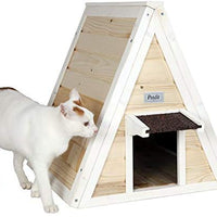 Petsfit - Casa de gato triangular para exteriores con puerta de escape para todos los gatos - BESTMASCOTA.COM