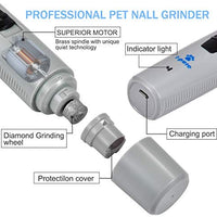 I-pure Artículos Amoladora de uñas para perros, cortadora eléctrica de uñas, 2 velocidades para mascotas, kit de aseo para perros, recargable, sin dolor, para perros pequeños y medianos, grandes - BESTMASCOTA.COM