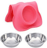 Hubulk - Cuencos para perros, 2 cuencos de acero inoxidable con alfombrilla de silicona antideslizante antiderrames + cuencos de agua y alimentos para alimentar perros pequeños, medianos, grandes, gatos, cachorros - BESTMASCOTA.COM