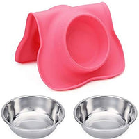 Hubulk - Cuencos para perros, 2 cuencos de acero inoxidable con alfombrilla de silicona antideslizante antiderrames + cuencos de agua y alimentos para alimentar perros pequeños, medianos, grandes, gatos, cachorros - BESTMASCOTA.COM
