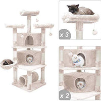 Hey-bro - Árbol para gatos con postes de sisal, 2 condominios de felpa más grandes, hamaca para gatitos, gatos y mascotas de 65 pulgadas - BESTMASCOTA.COM