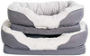 Cama ortopédica gris para perros BarksBar Snuggly Sleeper con espuma ortopédica estriada, cojín con borde acolchado de almohadón extra cómodo y base antideslizante - BESTMASCOTA.COM