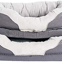 Cama ortopédica gris para perros BarksBar Snuggly Sleeper con espuma ortopédica estriada, cojín con borde acolchado de almohadón extra cómodo y base antideslizante - BESTMASCOTA.COM