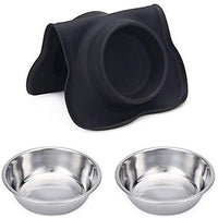 Hubulk - Cuencos para perros, 2 cuencos de acero inoxidable con alfombrilla de silicona antideslizante antiderrames + cuencos de agua y alimentos para alimentar perros pequeños, medianos, grandes, gatos, cachorros - BESTMASCOTA.COM