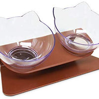 Cuenco elevado para gatos y perros pequeños, cuenco doble con cara de gato - BESTMASCOTA.COM