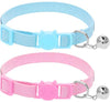 OFPUPPY Collar de gato con campana, 2 piezas, collar ajustable seguro para mascota, collar de terciopelo con diamantes de imitación - BESTMASCOTA.COM