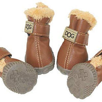 Botas antideslizantes para perros, envío desde Estados Unidos, zapatos calientes para el invierno, antideslizantes, protectores de patas, set de 4 piezas con un anillo de pelo - BESTMASCOTA.COM