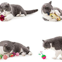 HIPET 21 piezas Juguetes interactivos para gatos, juguetes surtidos, bolas de túnel, plumas de pescado, varita de ratones, Básico - BESTMASCOTA.COM