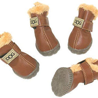 Botas antideslizantes para perros, envío desde Estados Unidos, zapatos calientes para el invierno, antideslizantes, protectores de patas, set de 4 piezas con un anillo de pelo - BESTMASCOTA.COM