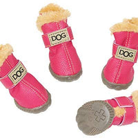 Botas antideslizantes para perros, envío desde Estados Unidos, zapatos calientes para el invierno, antideslizantes, protectores de patas, set de 4 piezas con un anillo de pelo - BESTMASCOTA.COM