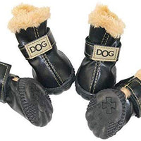 Botas antideslizantes para perros, envío desde Estados Unidos, zapatos calientes para el invierno, antideslizantes, protectores de patas, set de 4 piezas con un anillo de pelo - BESTMASCOTA.COM