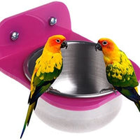 hypeety pájaros alimentador tazón espejo juguete para masticar taza de acero inoxidable juguete de inteligencia para pequeños loros Guacamayo africanas, grises, cacatúas, Conure jaula de pie Swing percha de ropa - BESTMASCOTA.COM