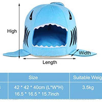 Grey Shark Bed for Small Cat Dog Cave Bed With  Removable Cushion,waterproof Bottom - BESTMASCOTA.COM