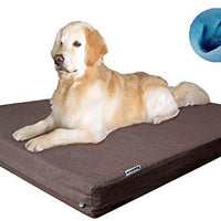 Dogbed4less Cama para perro de espuma viscoelástica prémium, ortopédica, forro impermeable, funda de tela vaquera duradera lavable y funda exterior de segunda calidad, 7 tamaños, color marrón - BESTMASCOTA.COM