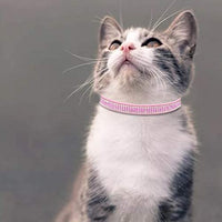 OFPUPPY Collar de gato con campana, 2 piezas, collar ajustable seguro para mascota, collar de terciopelo con diamantes de imitación - BESTMASCOTA.COM