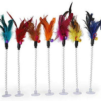 Cat Teaser Wand, 3 Packs Update Metal Wire Spring Cat Toy with Feather and Bell Sucker Cat Teaser Rod Interactive Cat Tease Toys - BESTMASCOTA.COM