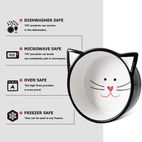 Y YHY cuencos elevados de cerámica para gatos, cuencos de agua o comida para gatos, platos dobles con soporte de metal, diseño de orejas de gato, 12 onzas - BESTMASCOTA.COM