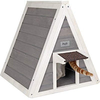 Petsfit - Casa de gato triangular para exteriores con puerta de escape para todos los gatos - BESTMASCOTA.COM